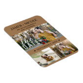 Modern Brown Save the Date Hochzeit 3 Fotos Magnet (Rechte Seite)