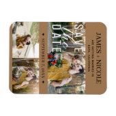 Modern Brown Save the Date Hochzeit 3 Fotos Magnet (Horizontal)