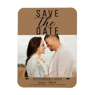 Modern Brown Save the Date Wedding Foto Magnet