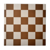 Modern Brown & Seashell Geometric Schachbrett Patt Fliese (Vorderseite)