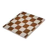 Modern Brown & Seashell Geometric Schachbrett Patt Fliese (Seite)