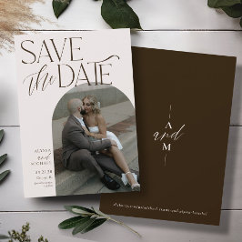 Modern Brown Simple Arch Foto Elegante Hochzeit Save The Date