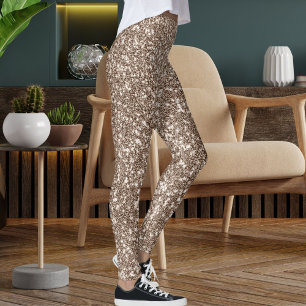 Modern Brown Tan Glitzer Textur Nahtloses Muster Leggings