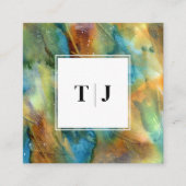 Modern Brown Watercolor Abstract Monogram QR Code Quadratische Visitenkarte (Vorderseite)