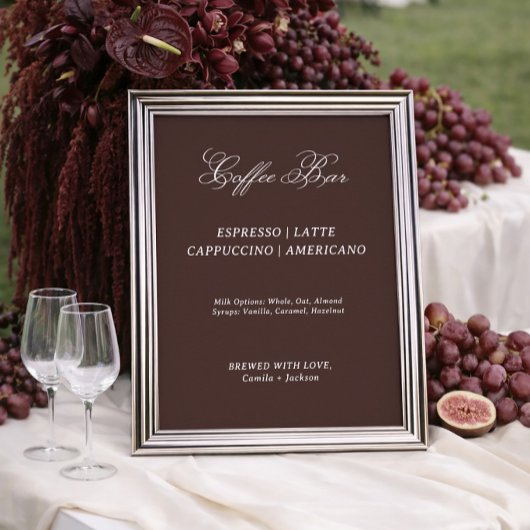 Modern Brown Wedding Coffee Bar  Poster