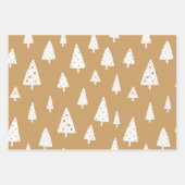 Modern Brown & White Christmas Trees Schneeflocken Geschenkpapier Set (Vorderseite 2)