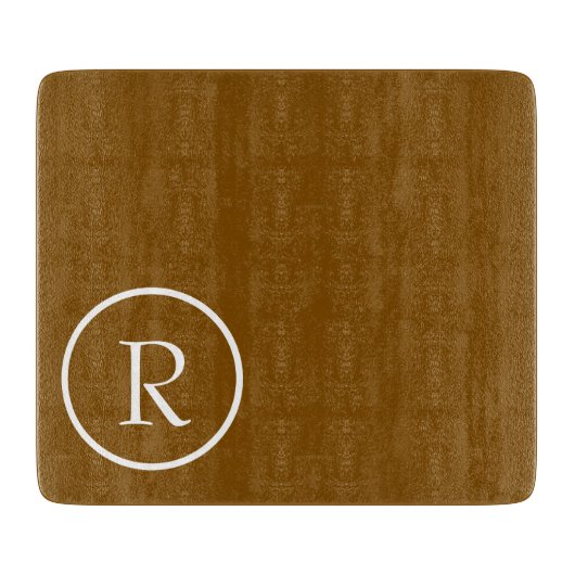 modern Brown &White Monogram Cutting Board Schneidebrett (Vorderseite)