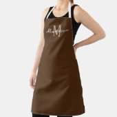 Modern Brown White Script Monogram Name Womens Schürze (InSitu)