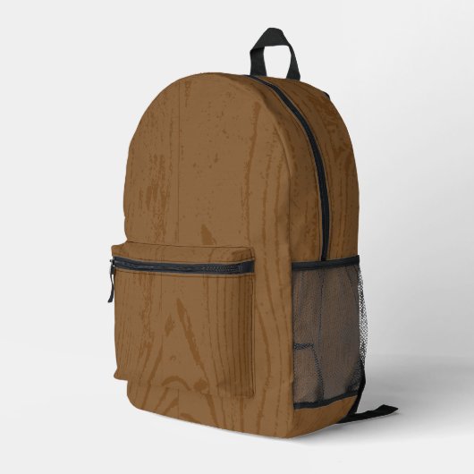 Modern Brown Wood Grain Bedruckter Rucksack (Rückseitige Ecke Rechts)