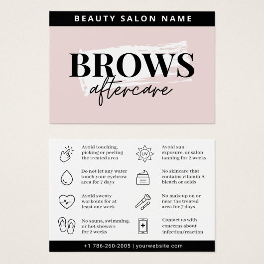 Modern Brows Aftercare PMU Brow Instructions Card  (Vorne & Hinten)
