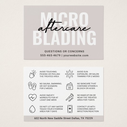 Modern Brows Aftercare PMU Brow Instructions Card (Vorne & Hinten)