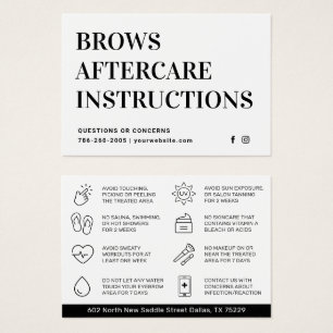 Modern Brows Aftercare PMU Brow Instructions Card