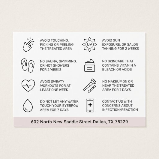 Modern Brows Aftercare PMU Brow Instructions Card  (Rückseite)