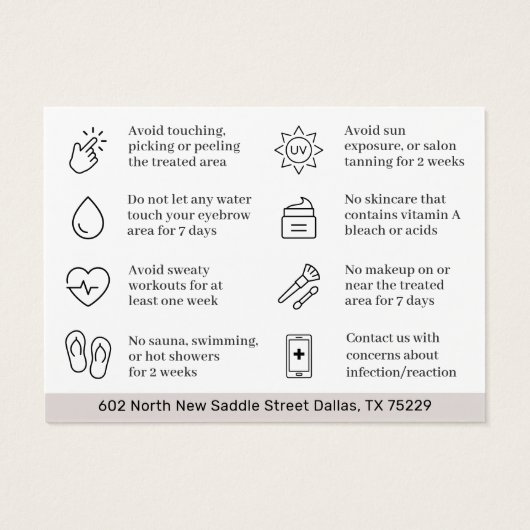 Modern Brows Aftercare PMU Brow Instructions Card  (Rückseite)