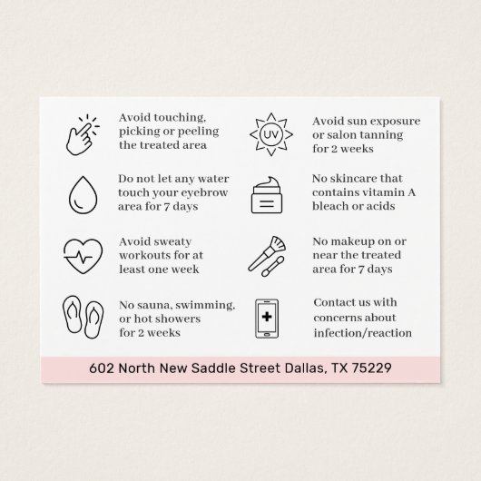 Modern Brows Aftercare PMU Brow Instructions Card  (Rückseite)