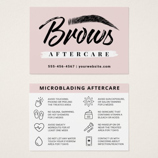 Modern Brows Aftercare PMU Brow Instructions Card (Vorne & Hinten)