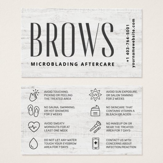 Modern Brows Aftercare PMU Brow Instructions Card (Vorne & Hinten)