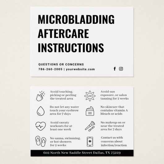 Modern Brows Microblading Instructions Card (Vorne & Hinten)