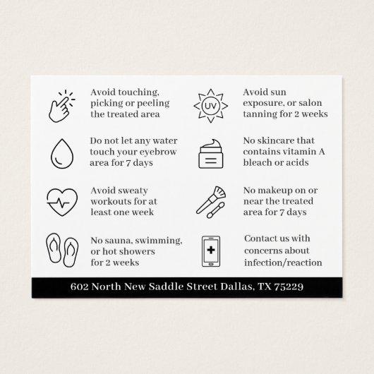 Modern Brows Microblading Instructions Card (Rückseite)