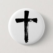 Modern Brush Cross - Christlich Jesus God Crucifix Button (Vorderseite)