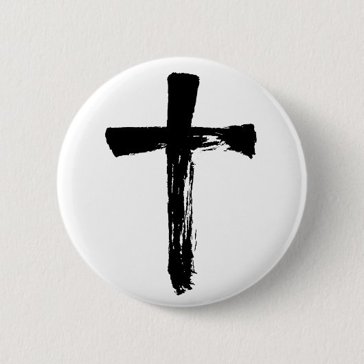 Modern Brush Cross - Christlich Jesus God Crucifix Button (Vorderseite)