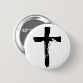 Modern Brush Cross - Christlich Jesus God Crucifix Button (Vorne & Hinten)
