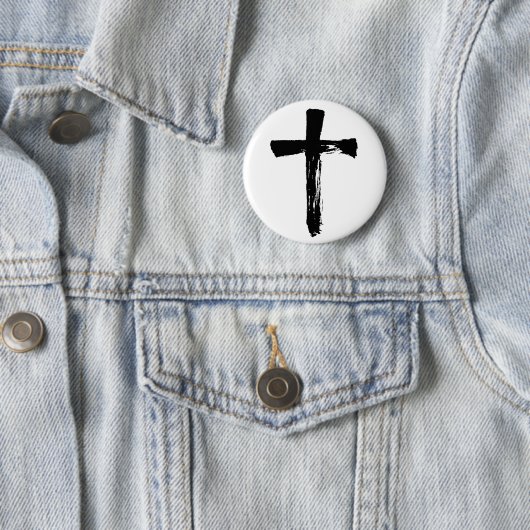 Modern Brush Cross - Christlich Jesus God Crucifix Button (Beispiel)