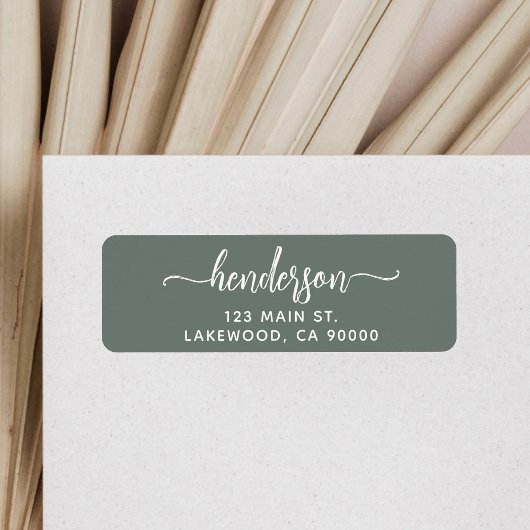 Modern Brush Handwritten Green Return Address