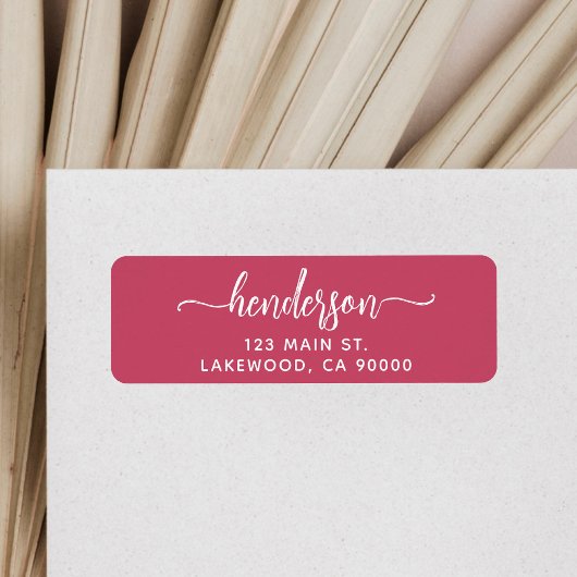 Modern Brush Handwritten Red Return Address