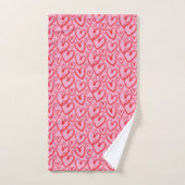 Modern Brush Heart Pink Red Pattern Badhandtuch Set (Handtuch)
