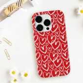 Modern Brush Heart Red White Pattern Case-Mate iPhone Hülle