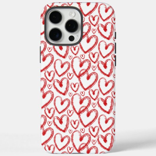 Modern Brush Heart Red White Pattern Case-Mate iPhone Hülle (Rückseite)