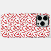 Modern Brush Heart Red White Pattern Case-Mate iPhone Hülle (Rückseite (Horizontal))