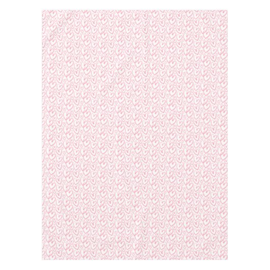 Modern Brush Herz rosa Weiß Muster Tischdecke (Vorderseite)