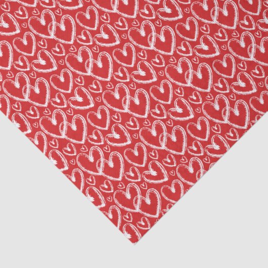 Modern Brush Herz Weißes rotes Muster Seidenpapier (Ausschnitt)