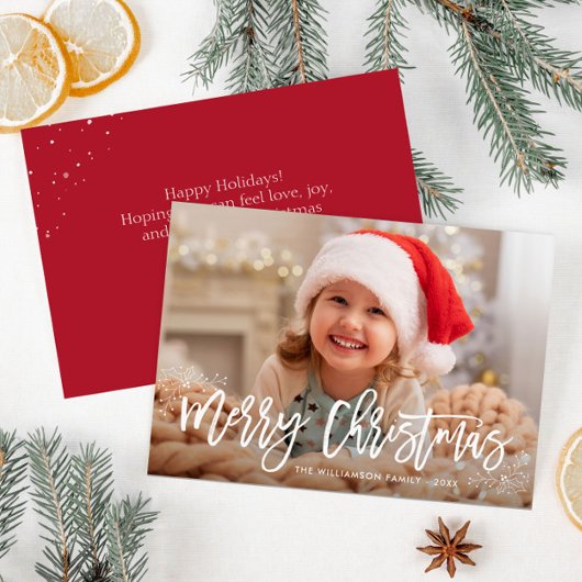 Modern Brush Letterday Holiday Foto card Postkarte
