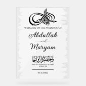 Modern Brush Muslim Islamic Wedding Willkommen Acrylschild (Vorderseite)