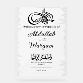Modern Brush Muslim Islamic Wedding Willkommen Acrylschild