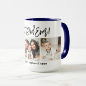 Modern Brush Script 3 Foto Bester Vater je blau Tasse (VorderseiteRechts)