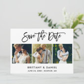 Modern Brush Script 3 Foto Save The Date (Stehend Vorderseite)