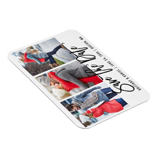 Modern Brush Script 3 Foto Save the Date Was Magnet (Rechte Seite)