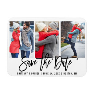 Modern Brush Script 3 Foto Save the Date Was Magnet
