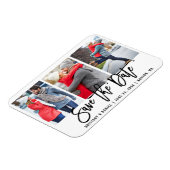 Modern Brush Script 3 Foto Save the Date Was Magnet (Linke Seite)