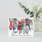 Modern Brush Script 3 Foto Save the Date Was Postkarte (Stehend Vorderseite)