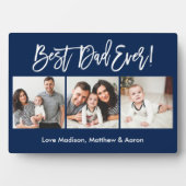 Modern Brush Script 3 Fotos Bester Vater je Blau Fotoplatte (Vorderseite)