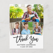 Modern Brush Script 4 Foto Abschluss Vielen Dank Postkarte (Vorderseite)