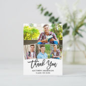 Modern Brush Script 4 Foto Abschluss Vielen Dank Postkarte (Stehend Vorderseite)