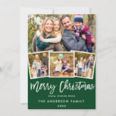 Modern Brush Script 4 Foto Weihnachten Grün (Vorderseite)