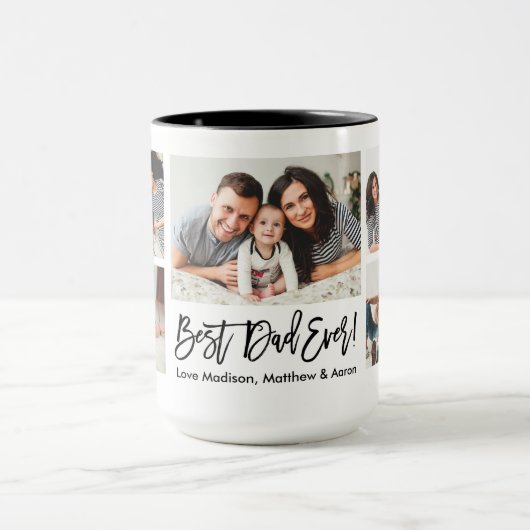 Modern Brush Script 5 Foto Bester Vater je Tasse (Zentrum)