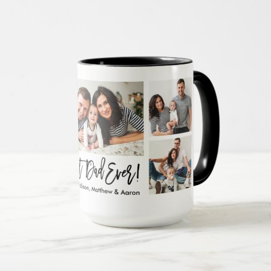 Modern Brush Script 5 Foto Bester Vater je Tasse (VorderseiteRechts)